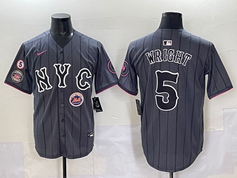 Men 2025 New York Mets #5 Wright Grey Game Nike MLB Jersey style 014->new york mets->MLB Jersey